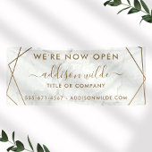 Gold Geometric White Marble Abstracte Business Spandoek