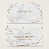Gold Geometric White Marble Business Gift Card Visitekaartje (Voorkant /achterkant)