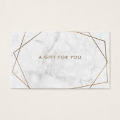 Gold Geometric White Marble Business Gift Card Visitekaartje (Voorkant)