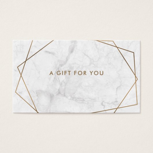 Gold Geometric White Marble Business Gift Card Visitekaartje (Voorkant)