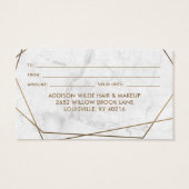 Gold Geometric White Marble Business Gift Card Visitekaartje (Achterkant)