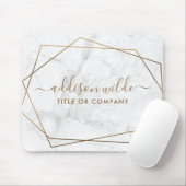 Gold Geometric White Marble Business Muismat (Met muis)