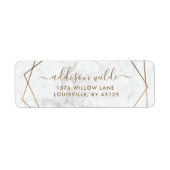 Gold Geometric White Marble Modern Address Etiket (Voorkant)