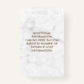 Gold Geometric White Marble Modern Photo ID Badge (Achterkant)