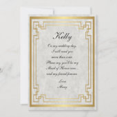 Gold Geometric White Marble Wedding Maid of Honor Kaart (Voorkant)