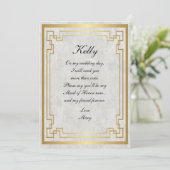 Gold Geometric White Marble Wedding Maid of Honor Kaart (Staand voorkant)