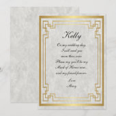 Gold Geometric White Marble Wedding Maid of Honor Kaart (Voorkant / Achterkant)