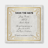 Gold Geometric White Marble Wedding Save the Date Magneet (Voorkant)