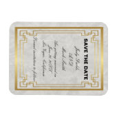 Gold Geometric White Marble Wedding Save the Date Magneet (Horizontaal)