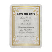 Gold Geometric White Marble Wedding Save the Date Magneet (Verticaal)
