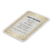 Gold Geometric White Marble Wedding Save the Date Magneet (Linkerzijde)