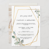 Gold Geometrical Virtual Wedding Kaart (Voorkant / Achterkant)