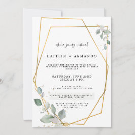 Gold Geometrical Virtual Wedding Kaart