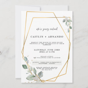 Gold Geometrical Virtual Wedding Kaart