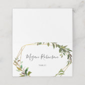 Gold Geometrics Greenery Wedding Tent Place Card Plaatskaartje (Buitenkant ongevouwen)