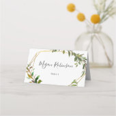 Gold Geometrics Greenery Wedding Tent Place Card Plaatskaartje (Voorkant)