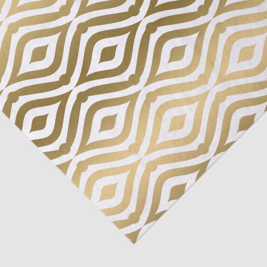 Gold geometrisch patroon op witte achtergrond tissuepapier (Detail)