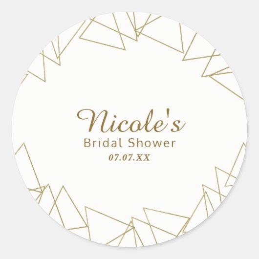Gold Geometrische driehoeken Moderne Glamour Chic  Ronde Sticker (Voorkant)