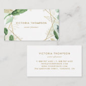 Gold Geometrische Lijsten met Waterverf Greenery Visitekaartje (Voorkant / Achterkant)