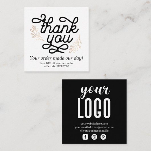 Gold  gepersonaliseerde bestelling dank u vierkante visitekaartje (Voorkant / Achterkant)