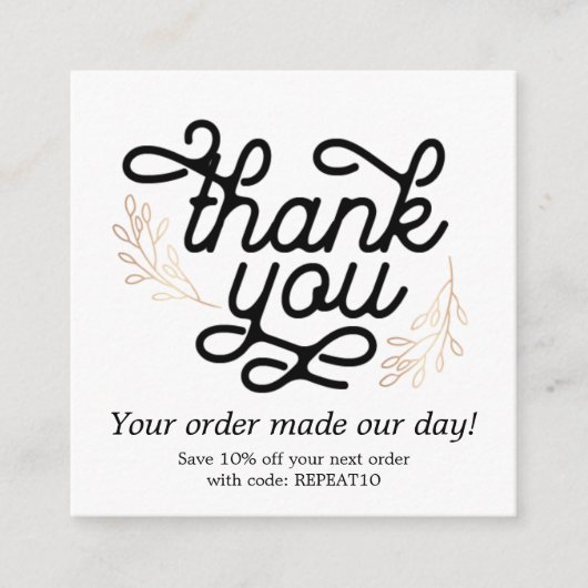 Gold  gepersonaliseerde bestelling dank u vierkante visitekaartje (Voorkant)