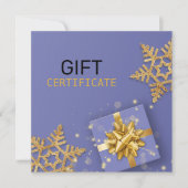 Gold Gift Bow Glitter Snowflakes Blue Gift Card (Voorkant)