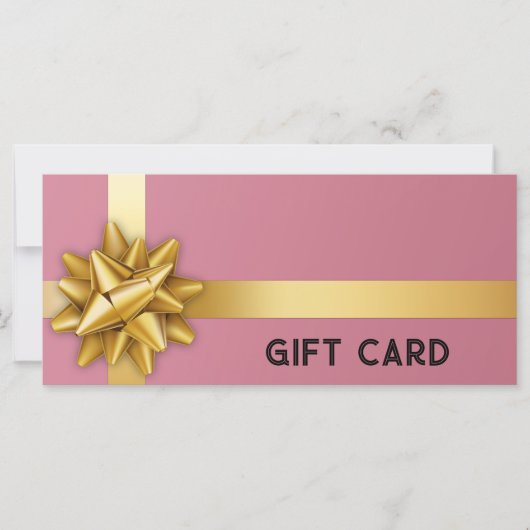 Gold Gift Bow Satin Ribbon Trendy Pink CadeKaart (Voorkant)