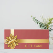 Gold Gift Bow Satin Ribbon Trendy Red Cadeaukaart (Staand voorkant)