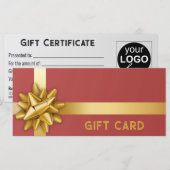 Gold Gift Bow Satin Ribbon Trendy Red Cadeaukaart (Voorkant / Achterkant)