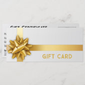 Gold Gift Bow Satin Ribbon Trendy White-kaartje (Voorkant / Achterkant)