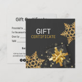 Gold Gift Box Glitter Snowflakes Black Cadeaukaart (Voorkant / Achterkant)