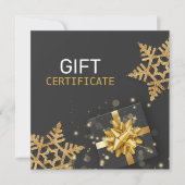 Gold Gift Box Glitter Snowflakes Black Cadeaukaart (Voorkant)