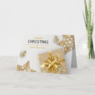 Gold Gift Box kerstballen Gold Snowflakes-kaart Kaart