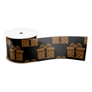 Gold Gift-dozen op zwarte kerst Satijnen Lint