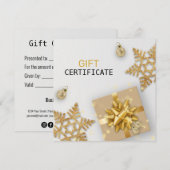 Gold Gift Gold Snowflakes kerstcadeaukaart (Voorkant / Achterkant)
