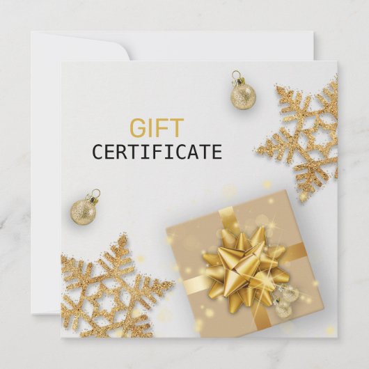 Gold Gift Gold Snowflakes kerstcadeaukaart (Voorkant)