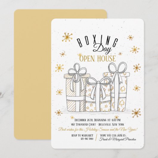 Gold Gifts Boxing Day Uitnodiging (Voorkant / Achterkant)