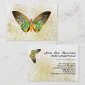*~* Gold Gilded Butterfly Gold Glitter White Visitekaartje (Voorkant / Achterkant)