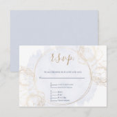 Gold Gilded Roos op Dusty Blue RSVP Kaartje (Voorkant / Achterkant)