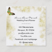 *~* Gold Gilded Waterverf Gold Gilded Butterfly Vierkante Visitekaartje (Achterkant)