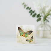 *~* Gold Gilded Waterverf Gold Gilded Butterfly Vierkante Visitekaartje (Staand voorkant)