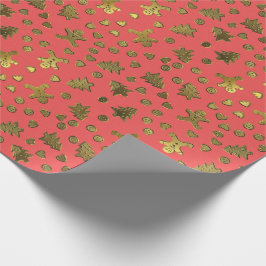 Gold Ginger Brood op roze kerstpapier Cadeaupapier