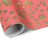 Gold Ginger Brood op roze kerstpapier Cadeaupapier (Rol Hoek)