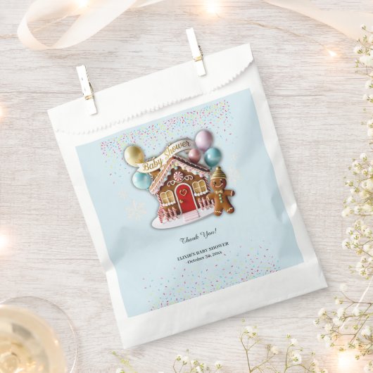 Gold Gingerbread House Baby shower Bedankzakje (Geknipt)