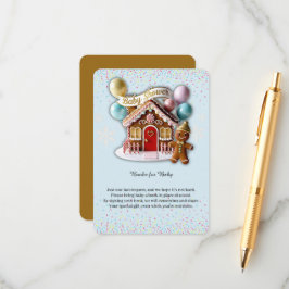 Gold Gingerbread House Baby shower Informatiekaartje