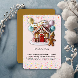 Gold Gingerbread House Baby shower Informatiekaartje
