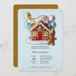 Gold Gingerbread House Baby shower Kaart