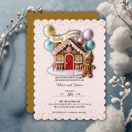 Gold Gingerbread House Baby shower Kaart