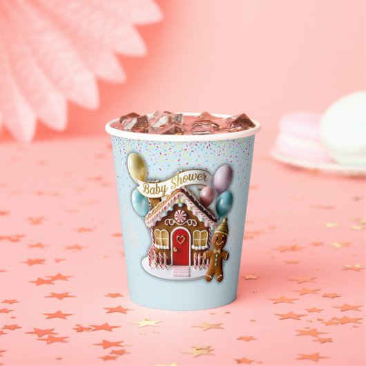 Gold Gingerbread House Baby shower Papieren Bekers (Insitu)