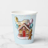 Gold Gingerbread House Baby shower Papieren Bekers (Achterkant)